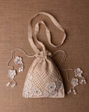 Dazzle drawstring crochet potli, handmade eco-friendly bag by The Mango House Trust